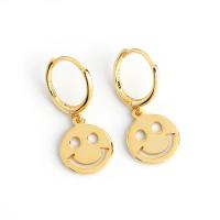 925 Sterling Silver Huggie Hoop Drop Earring Smiling Face plated for woman Inner Approx 8.8mm Sold By Pair