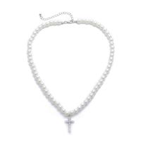 Plastik-Perlenkette, Zinklegierung, mit Kunststoff Perlen, Modeschmuck & verschiedene Stile für Wahl & für Frau, frei von Nickel, Blei & Kadmium, 42+7cm, verkauft von Strang