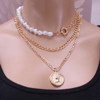 Mode-Multi-Layer-Halskette, Zinklegierung, mit Kunststoff Perlen, Modeschmuck & für Frau, keine, frei von Nickel, Blei & Kadmium, verkauft von Strang
