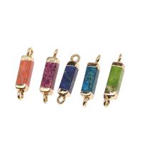 Gemstone Connector, Brass, with Impression Jasper, more colors for choice, 21x5x5mm, Sold By PC