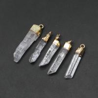 Quartz Gemstone Pendants, Brass, with Clear Quartz, more colors for choice, 31x7x6mmuff0c38x5x5mm, Sold By PC