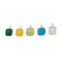 Gemstone Pendants Jewelry, Brass, with Gemstone, faceted, more colors for choice, 15x11x6mm, Sold By PC