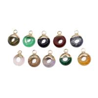 Gemstone Vedhæng Smykker, Messing, med Ædelsten, flere farver til valg, 14x10x5mm, Solgt af PC