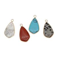 Ювелирные подвески из драгоценных камней, Латунь, с Полудрагоценный камень, Много цветов для выбора, 29x15x3mm, продается PC