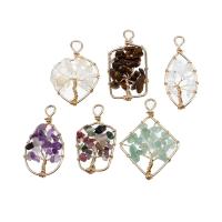 Gemstone Pendants Jewelry, Brass, with Gemstone, more colors for choice, 41x18x6mm, Sold By PC