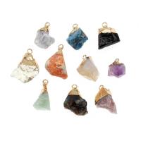 Gemstone Pendants Jewelry, Brass, with Gemstone, Nuggets, more colors for choice, 9x16mm, Sold By PC