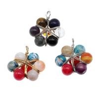 Gemstone Pendants Jewelry, Brass, with Gemstone, more colors for choice, 35x34x11mm, Sold By PC