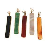 Agate Jewelry Pendants, Brass, with Agate, more colors for choice, 73x13x4mm, Sold By PC