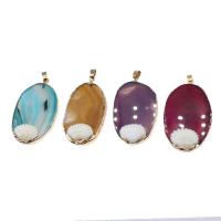 Gioielli ciondoli con gemme, ottone, with pietra preziosa & conchiglia, nessuno, 56x35x6mm, Venduto da PC