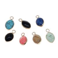 Poludrago kamenje Privjesci Nakit, Mesing, s Dragi kamen, faceted, više boja za izbor, 19x9x5mm, Prodano By PC
