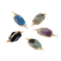 Gemstone Connector, Brass, with Gemstone, faceted, more colors for choice, 23x10x8mm, Sold By PC