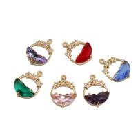 Brass Jewelry Pendants, with Crystal, faceted, more colors for choice, 20x15x6mm, Sold By PC