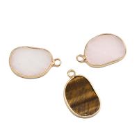 Gemstone Pendants Jewelry, Brass, with Gemstone, more colors for choice, 25x15x2mm, Sold By PC