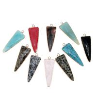 Poludrago kamenje Privjesci Nakit, Mesing, s Dragi kamen, Trokut, faceted, više boja za izbor, 46x16x6mm, Prodano By PC