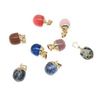 Gemstone Pendants Jewelry, Brass, with Gemstone, Round, more colors for choice, 17x12mm, Sold By PC