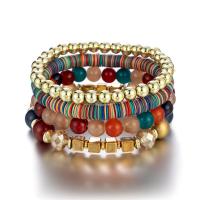 Wrap Bracelet Glass with Plastic & Zinc Alloy gold color plated Bohemian style & for woman & multi-strand Sold Per Approx 7.09 Inch Strand