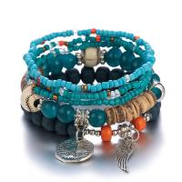 Wrap Armband , Bodhi, mit Seedbead & Zink-Legierung Perle & Glas, goldfarben plattiert, Bohemian-Stil & für Frau & Multi-Strang, keine, verkauft per ca. 7.09 ZollInch Strang