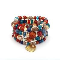 Crystal Bracelets Acrylic with Glass Beads & zinc alloy bead gold color plated Bohemian style & for woman & multi-strand Sold Per Approx 7.09 Inch Strand
