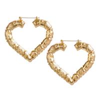 Zinc Alloy Hoop Earring, guldfarve belagt, forskellige stilarter for valg & for kvinde, 65x60mm, Solgt af Strand