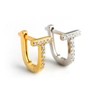 925 Sterling Silver Huggie Hoop Earring plated for woman & with rhinestone Inner Approx 5.5mm Sold By Pair