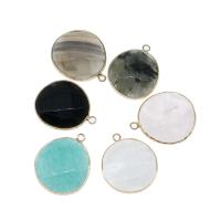 Gemstone Pendants Jewelry Brass with Gemstone Round faceted Sold By PC