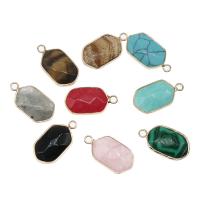 Gemstone Pendants Jewelry, Brass, with Gemstone, faceted, more colors for choice, 25x14x3mm, Sold By PC