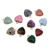 Ювелирные подвески из драгоценных камней, Латунь, с Полудрагоценный камень, Сердце, DIY & граненый, Много цветов для выбора, 17x14x6mm, продается PC