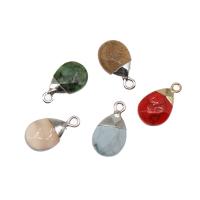 Gemstone Pendants Jewelry, Brass, with Gemstone, Teardrop, faceted, more colors for choice, 17x19x6mm, Sold By PC