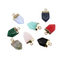 Gemstone Pendants Jewelry, Brass, with Gemstone, Polygon, faceted, more colors for choice, 19x10x4mm, Sold By PC