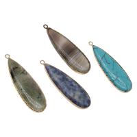 Gemstone Pendants Jewelry, Brass, with Gemstone, Teardrop, more colors for choice, 18x10x5mm, Sold By PC
