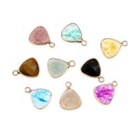 Gemstone Pendants Jewelry, Brass, with Gemstone, Triangle, faceted, more colors for choice, 56x18x7mm, Sold By PC