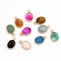Gemstone Pendants Jewelry, Brass, with Gemstone, faceted, more colors for choice, 15x10x4mm, Sold By PC