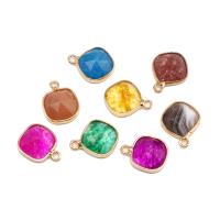 Gemstone Pendants Jewelry, Brass, with Gemstone,  Square, faceted, more colors for choice, 14x9x4mm, Sold By PC