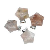 Gemstone Hängen Smycken, Mässing, med Ädelsten, blandade färger, 33x16x2mm, Säljs av PC