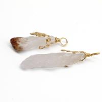 Quartz Gemstone Pendants, Brass, with Citrine, more colors for choice, 25x22x5mm, Sold By PC