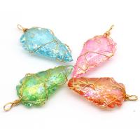 Quartz Gemstone Pendants, Brass, with Quartz, colorful plated, more colors for choice, 54x19mm, Sold By PC