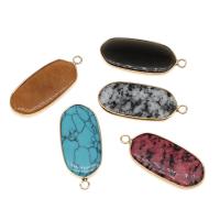 Gemstone Pendants Jewelry, Brass, with Gemstone, more colors for choice, 50x24x8mm, Sold By PC