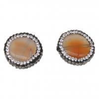 Agate Beads Red Agate with Rhinestone Clay Pave Round Sold By PC