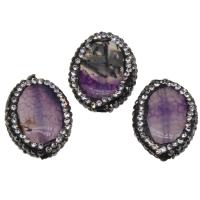 Agate Beads, Dragon Veins Agate, with Rhinestone Clay Pave, with rhinestone, mixed colors, 23x17x6mm, Sold By PC