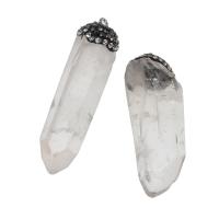 Pendentifs quartz naturel, quartz clair, avec argile, Irrégulière, blanc, 59x16x16mm, Vendu par PC