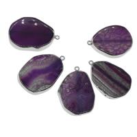 Agate Jewelry Pendants, Dragon Veins Agate, with Tibetan Style, purple, 50x35x7mm, Sold By PC