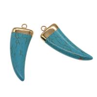Turquoise Pendant Zinc Alloy Wolf Tooth blue Sold By PC