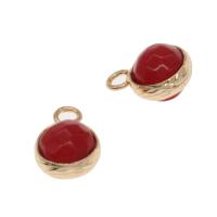 Gemstone Pendants Jewelry Dyed Marble with Zinc Alloy Round Sold By PC