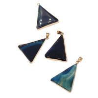 Pingentes de joias de ágata, liga de zinco, with Ágata azul, Triângulo, Mais cores pare escolha, 40x30x6mm, vendido por PC