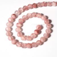 Pink Calcedony Beads, Round, polished, DIY, pink, 90PCs/Strand, Sold By Strand