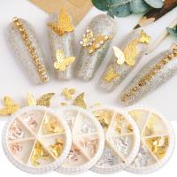3D Nail Art Decoration Zinc Alloy Butterfly gold color plated & for woman Sold By PC