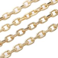 Messing Oval Chain, guldfarve belagt, oval kæde, 7mm, Solgt af m