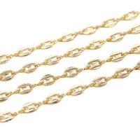 Messing dekorative kæde, guldfarve belagt, bar kæde, 5mm, Solgt af m