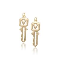 Brass Jewelry Pendants, Key, gold color plated, hollow, 8x25mm, Sold By PC