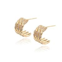 Brass Stud Earring, gold color plated, micro pave cubic zirconia & for woman, 10x16mm, Sold By PC